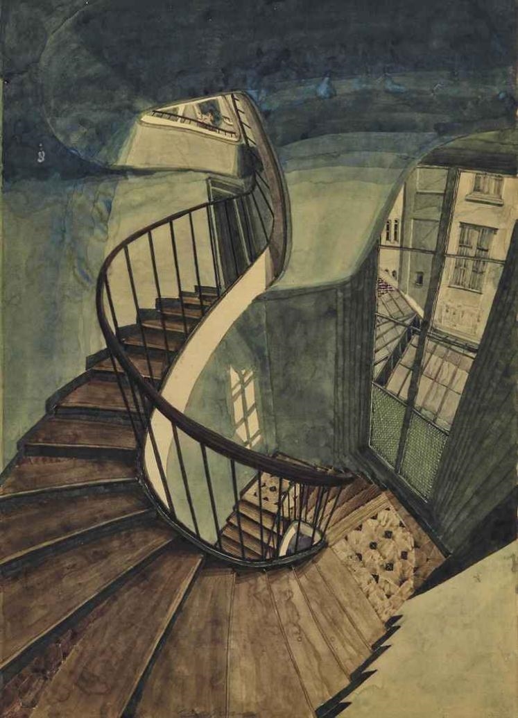 L'escalier, 54 rue de Seine by Sam Szafran, 1992