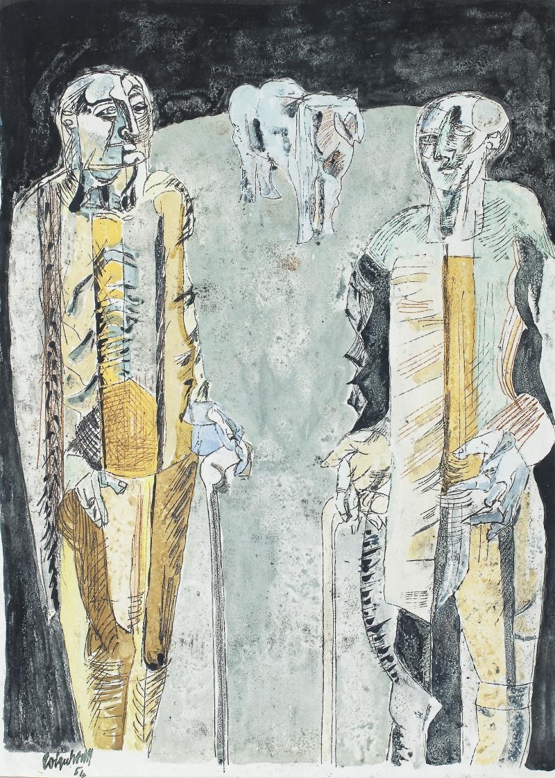 Artwork by Robert Colquhoun, The Shepherds, Made of watercolour and mixed media