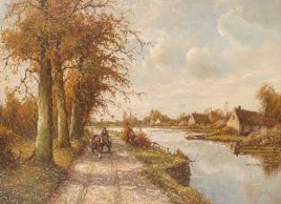 River Landscape with Horse and Cart by H. Rupprecht