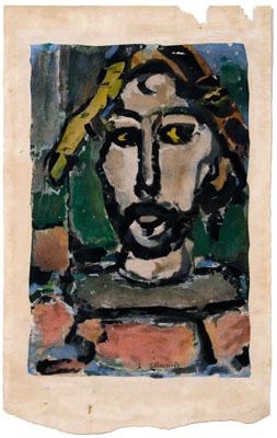Georges Rouault | portrait of face, possibly Christ | MutualArt