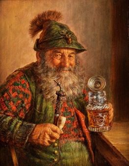 OLD MAN WITH PIPE AND BEER MUG - Hrvoj Melkus