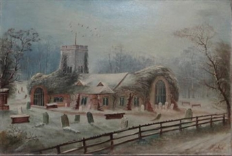 A country church under snow - J.F. Johan