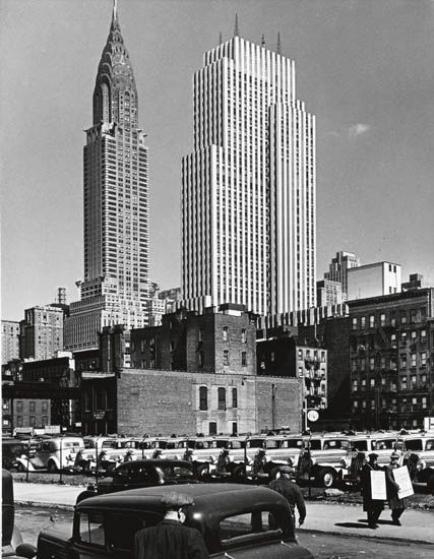 N.Y.C., Midtown Manhattan, Chrysler & Daily News Bldgs., 2nd Ave Elevated by Andreas Feininger, 1940