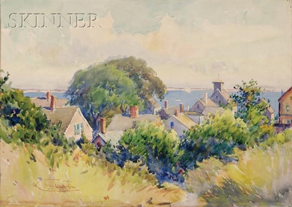 North Shore View, Possibly Marblehead and Visitor at the DoorA Double-sided Composition by Henry Webster Rice