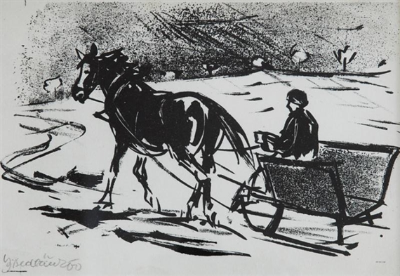 Horse ferry by Vojtěch Sedláček, 1960