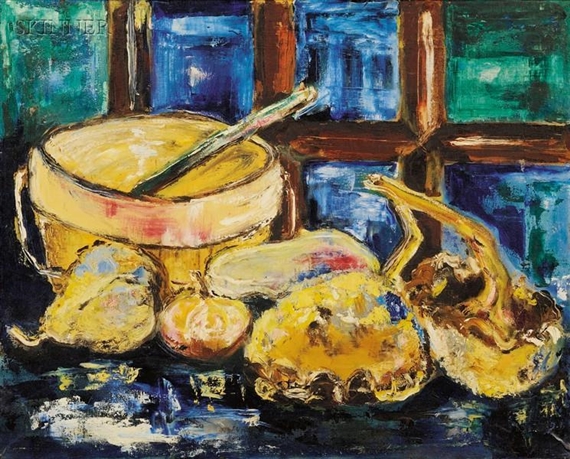 Still Life with Fruit and Seedpods by Caroll Thayer Berry