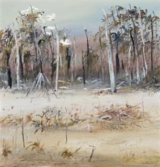 Cockatoos in Wimmera Landscape by Arthur Boyd, Circa 1970s