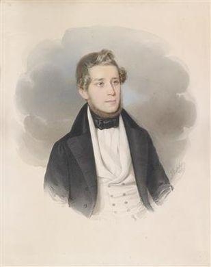 A portrait of a young gentleman with blond hair by Joseph Bekel, 1836