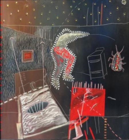 Surreal Interior Scene with Figure