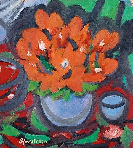 Still life with flowers by Tor Bjurström