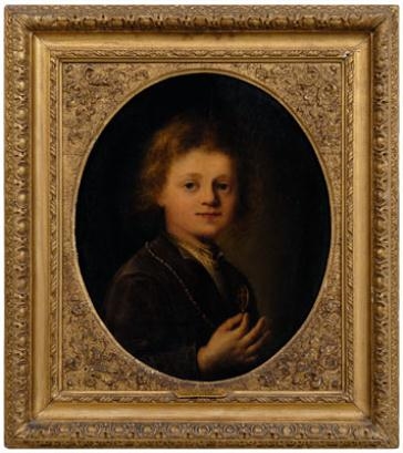 Portrait Of A Boy Holding A Medallion With Cross by Jan Lievens