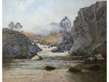 Artwork by J. M. Southern, THE HERON POOL ON THE LLEDR, Made of watercolour and pencil