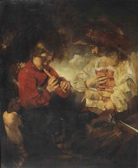 Huntsman at rest making music in a forest - Bernhard Keil