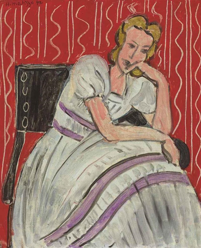 Jeune femme assise en robe grise by Henri Matisse, 1942