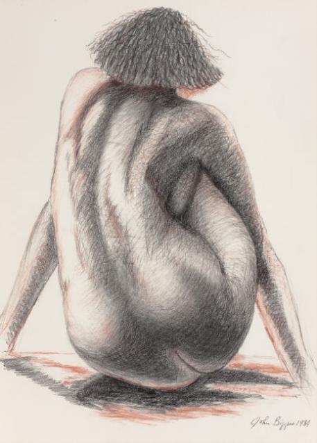 Artwork by John Biggers, Untitled, Made of Conte crayon on paper