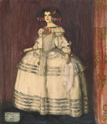 PORTRAIT OF THE ARTIST'S DAUGHTER MARY IN A VÉLAZQUEZ COSTUME by Franz von Stuck