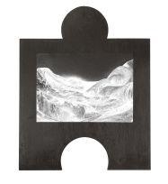 Artwork by Gilles Balmet, Silver mountains, Made of Acrylic and collage on wood