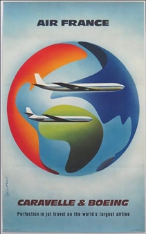 Air France Caravalle and Boeing Poster - Roger Excoffon