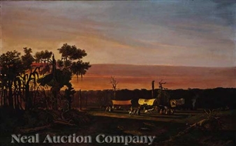 A Camp at Sunset, East Texas - F. J. Kulbachgen