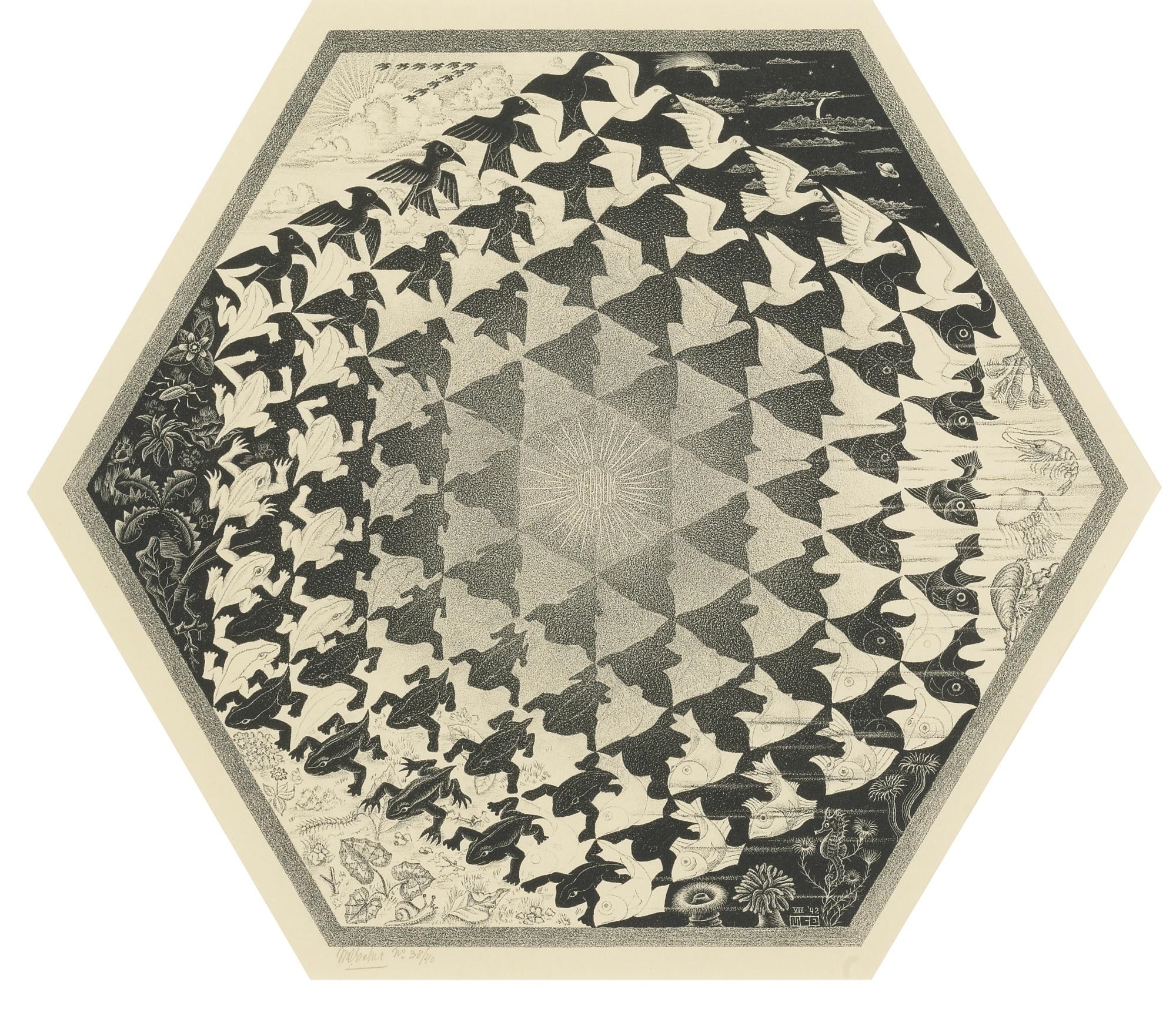 Artwork by Maurits Cornelis Escher, Verbum, Made of Lithograph