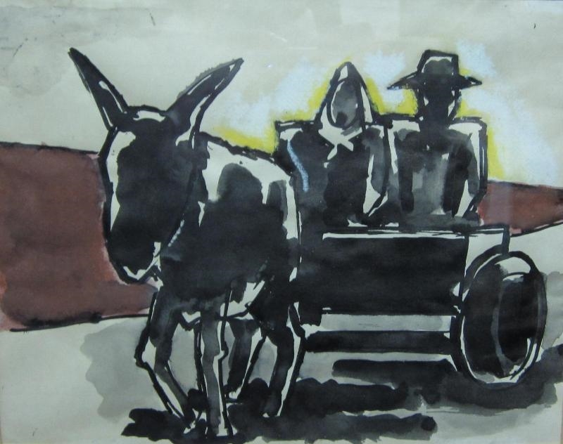 Artwork by Josef Herman, In the Cart, Made of watercolour