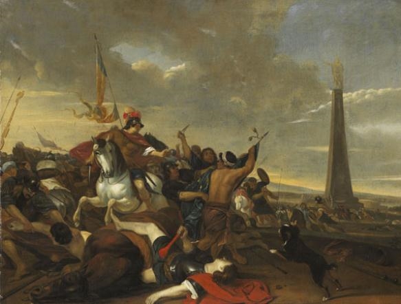 Artwork by Herman van Lin, Nach - Verteidigung der Flagge durch die Kavallerie, Made of Oil on canvas