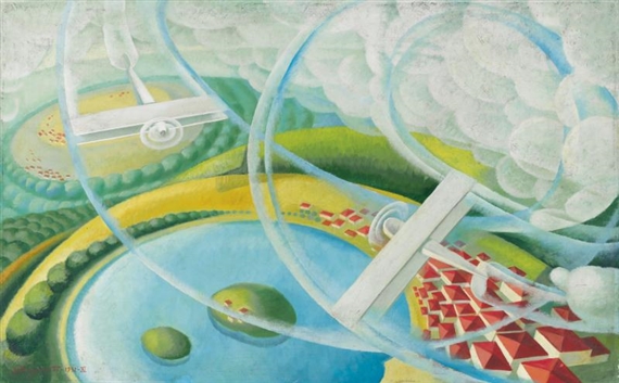 AEROPITTURA CON LAGO by Alessandro Bruschetti, 1932