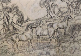 Horses in Landscape - Monica English