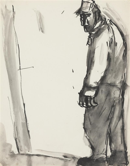 Notes from a Welsh Diary, man in profile by Josef Herman