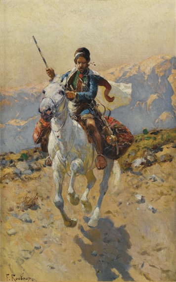 CAUCASIAN HORSEMAN by Frants Alekseevich Rubo