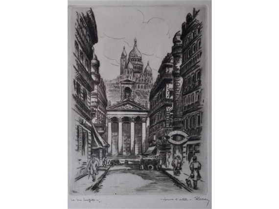 The Rue Laffitte, Paris, Sacré-Cœur beyond - Marcel Bessay