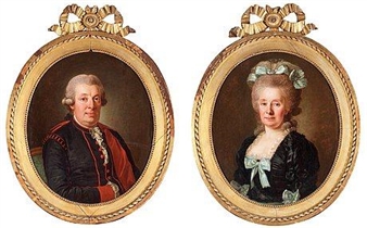 Portrait of a man & his wife in swedish court dress - Per Krafft the Elder