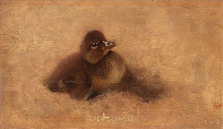 Artwork by Bruno Liljefors, Andunge (Baby duck), Made of Panel
