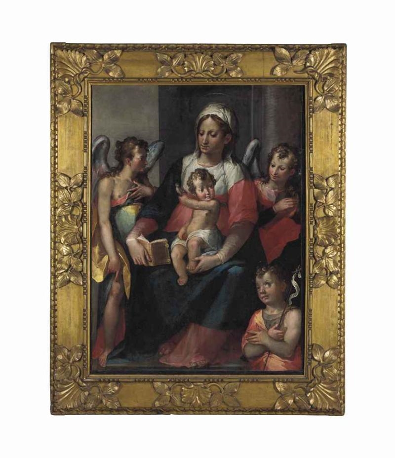 The Madonna and Child with the young Saint John the Baptist and two angels by Sienese School, 17th Century