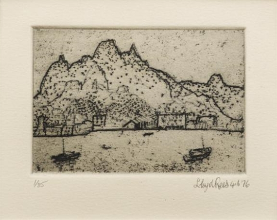 Untitled (Boats and Mountains) by Lloyd Rees, 1976
