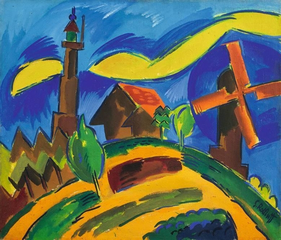 KARL SCHMIDT - ROTTLUFF、FRAU MIT ERNTEHU Karl Schmidt-Rottluff | Frau und Wald (1920) | MutualArt