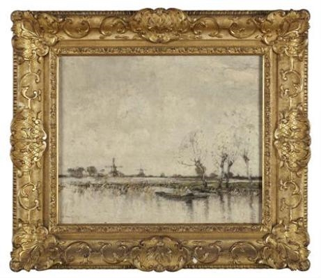 A Dutch Canal with Punt by William Alfred Gibson