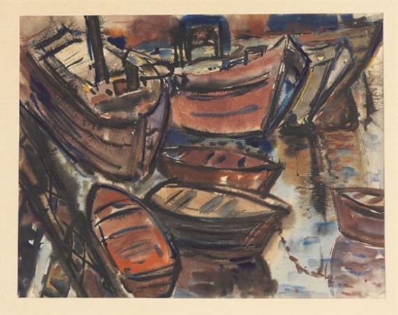 Vertäute Boote by Hans Hermann Hagedorn, 1960