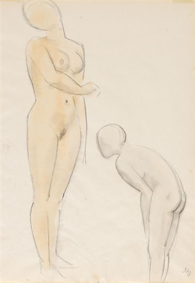 Weiblicher Akt und Figurenstudie