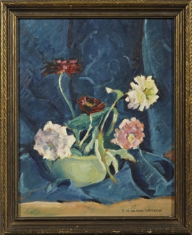 Still Life of Flowers in a Green Bowl - E. Hibbard Vetsch