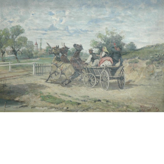 The Runaway Wagon by Lajos Kubanyi, 1896
