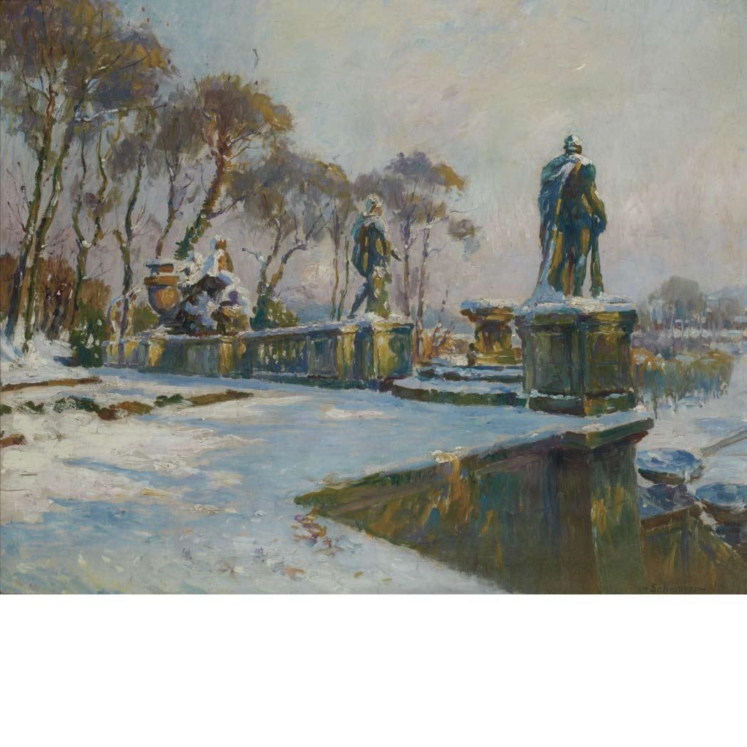 Artwork by Peter Schmauss, Winter in the Park, Made of Oil on canvas
