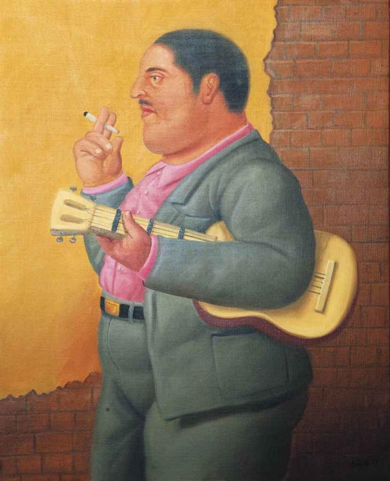 Man with banjo by Fernando Botero, 2003