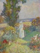 Great Grandmother Nuse In Her Garden by Roy Cleveland Nuse, 1925