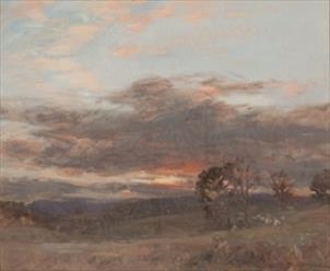 Artwork by Campbell Mitchell, STORMY SUNSET, ABERFOYLE, Made of oil on canvas