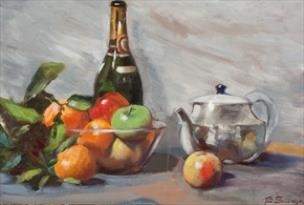 STILL LIFE WITH CHAMPAGNE AND COFFEE POT - B. Sullivan