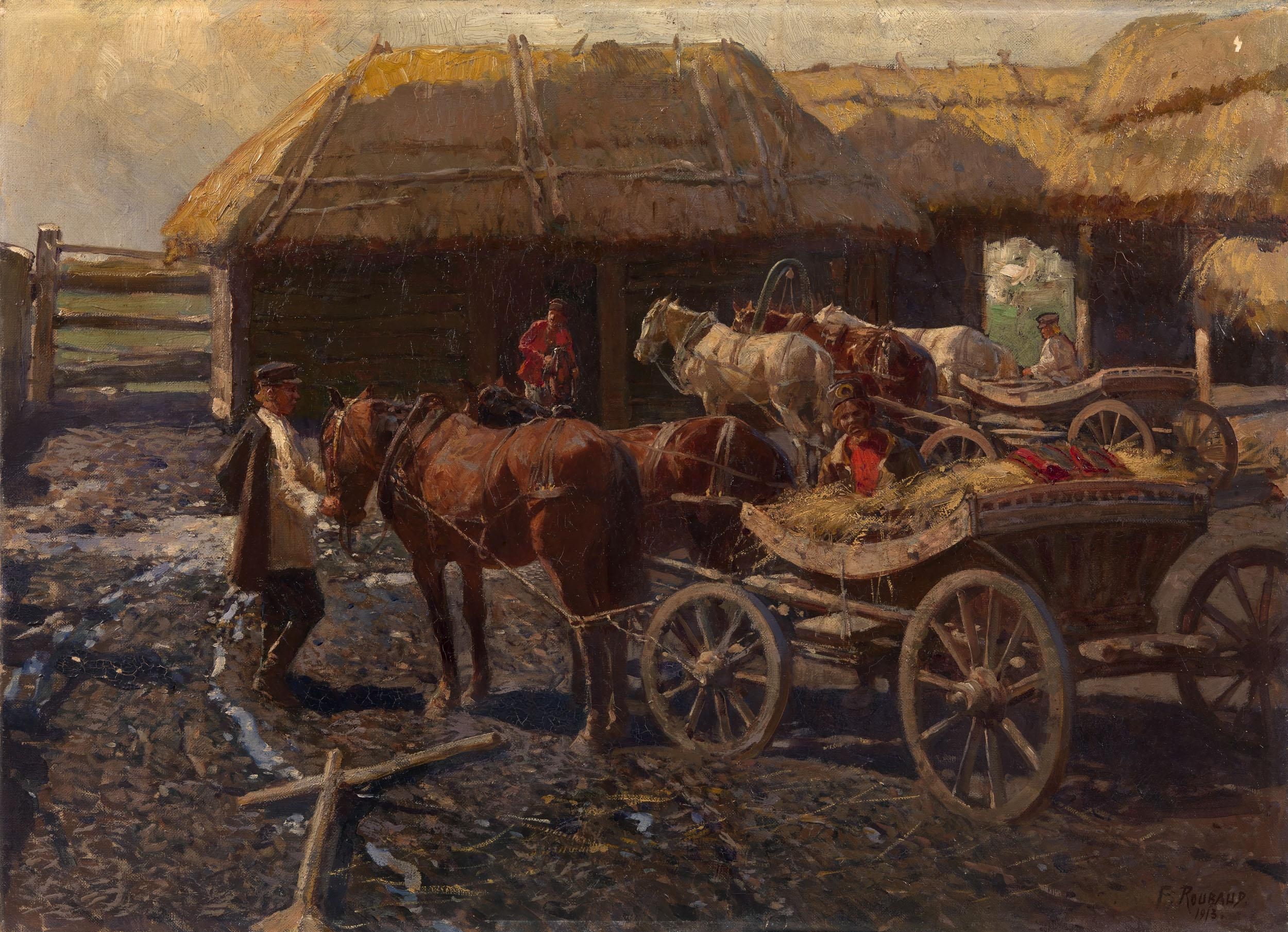 Artwork by Frants Alekseevich Rubo, Staging Post in the Caucasus, Made of Oil on canvas