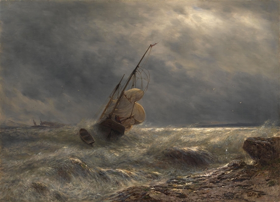 Ship in a Storm by Lev Felixovich Lagorio, 1876