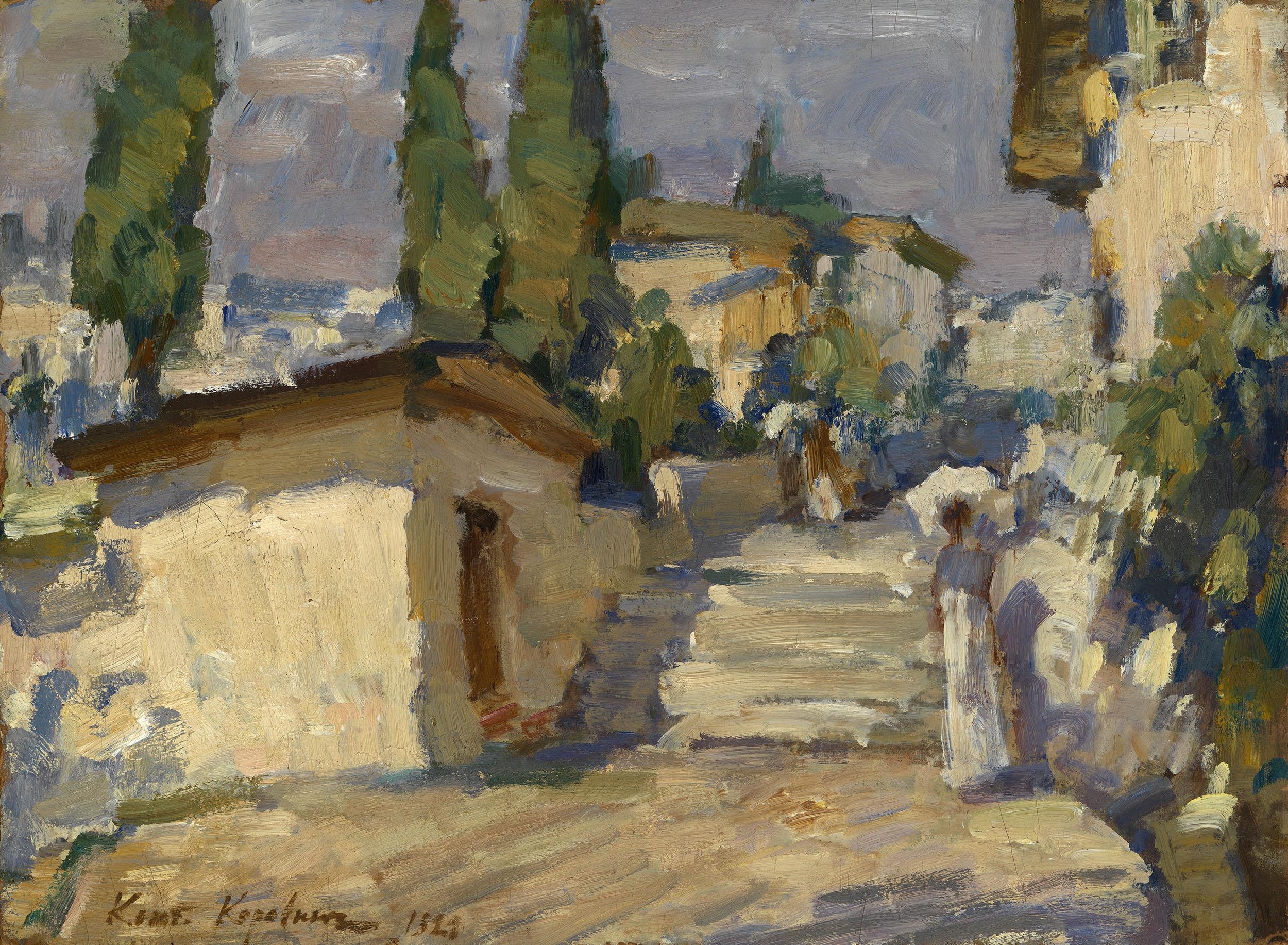 Artwork by Konstantin Alexeyevitch Korovin, Gurzuf, Made of Oil on cardboard