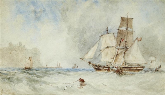 George Weatherill | Shipping off Whitby | MutualArt